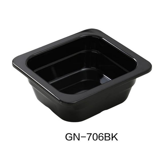 Yanco GN-706BK 7 x 6.375 x 2.5 in. Melamine Gastronorm Pan, Black - 26 oz - Pack of 6
