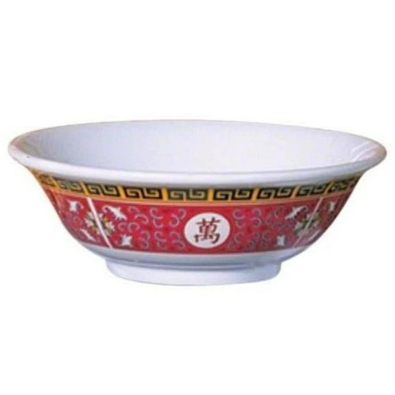 Yanco International LG-5075 9 in. Melamine Bowl with Chinese Style, Red & White - 60 oz