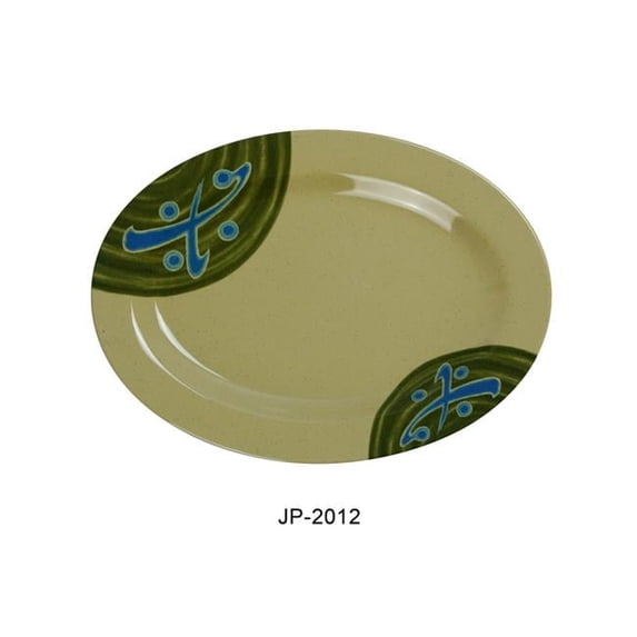 Yanco JP-2012 Japanese Oval Plate - Melamine, Multi Color - 8.675 x 11.75 in. - Pack of 12