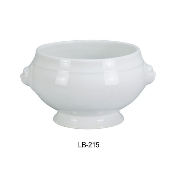 Yanco LB-215 15 oz Lion Porcelain Bouillon Bowl, Super White - 5.25 x 3.25 in. - Pack of 24