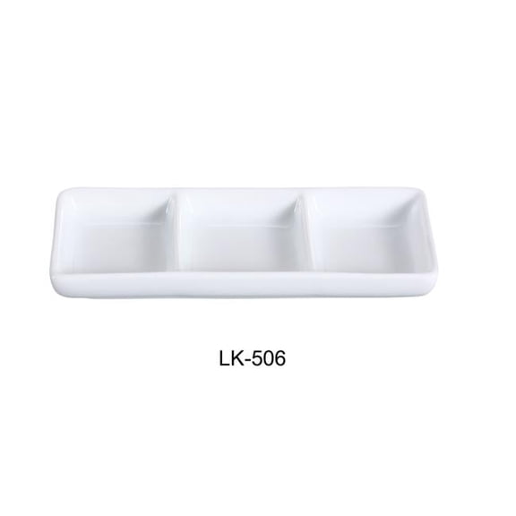 Yanco LK-506 1.5 oz Well Triple Dish, Bone White - 6 x 2.5 in. - Pack of 36