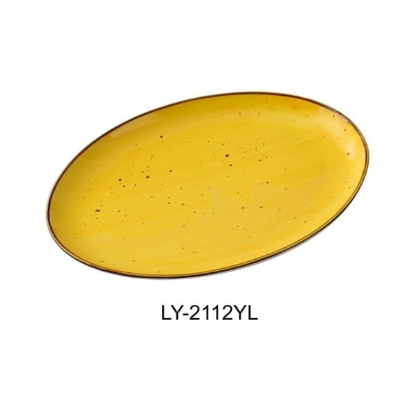 Yanco LY-2112YL Lyon 12 x 8.25 x 1.25 in. Coupe Platter, Yellow - Porcelain - Reactive Glaze - Pack of 12