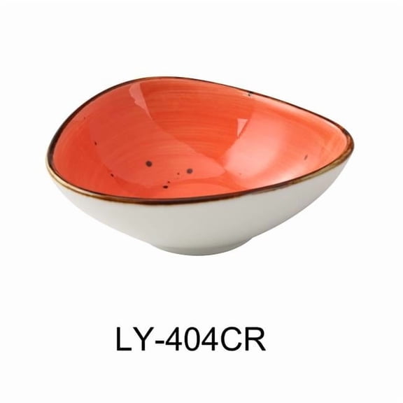 Yanco LY-404CR Lyon 4.75 in. Triangle Sauce Bowl, Coral - 5 oz - Reactive Glaze - Pack of 36