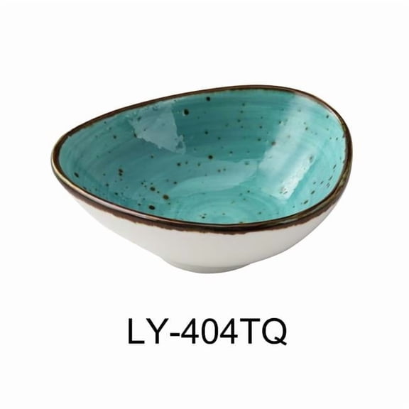 Yanco LY-404TQ Lyon 4.75 in. Triangle Sauce Bowl, Turquoise - 5 oz - Reactive Glaze - Pack of 36