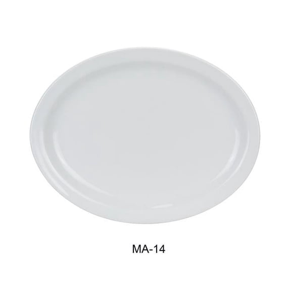 Yanco MA-14 13 in. Mayor Porcelain Narrow Rim Platter, Super White - Pack of 12