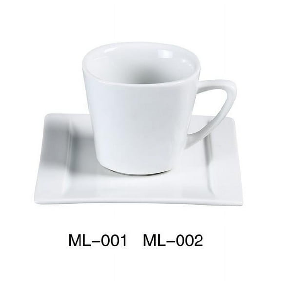 Yanco ML-001 7 oz Square Porcelain Shaped Coffee & Tea Cup, Super White - 3 x 3 in. - Pack of 36