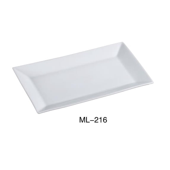 Yanco ML-216 Porcelain Rectangular Plate, Super White - 16 x 9.5 in. - Pack of 6