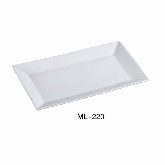 Yanco ML-220 Rectangular Plate, 20" Length x 11.5" Width, Porcelain, Super White, Pack of 6