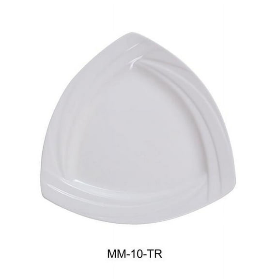 Yanco MM-10-TR 10 in. Miami Porcelain Triangle Plate, Bone White - Pack of 12