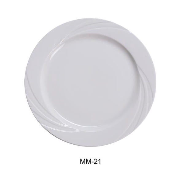 Yanco MM-21 12 in. Miami Porcelain Dinner Plate, Bone White - Pack of 12