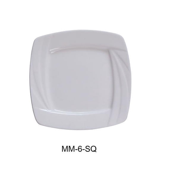 Yanco MM-6-SQ 6 in. Miami Porcelain Square Plate, Bone White - Pack of 36