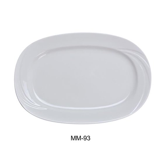 Yanco MM-93 Miami Rectangular Platter, 11.75" Length x 8.5" Width, Porcelain, Bone White, Pack of 12