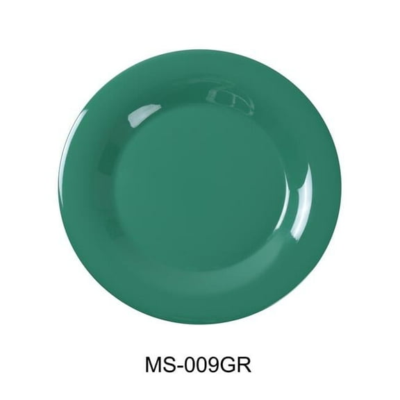 Yanco MS-009GR Mile Stone Wide Rim Round Plate, 9" Diameter, Melamine, Green Color, Pack of 24