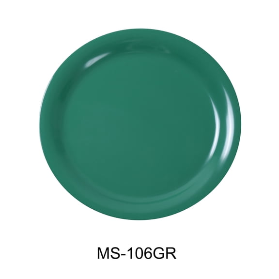Yanco MS-106GR Mile Stone Narrow Rim Round Plate, 6.5" Diameter, Melamine, Green Color, Pack of 48