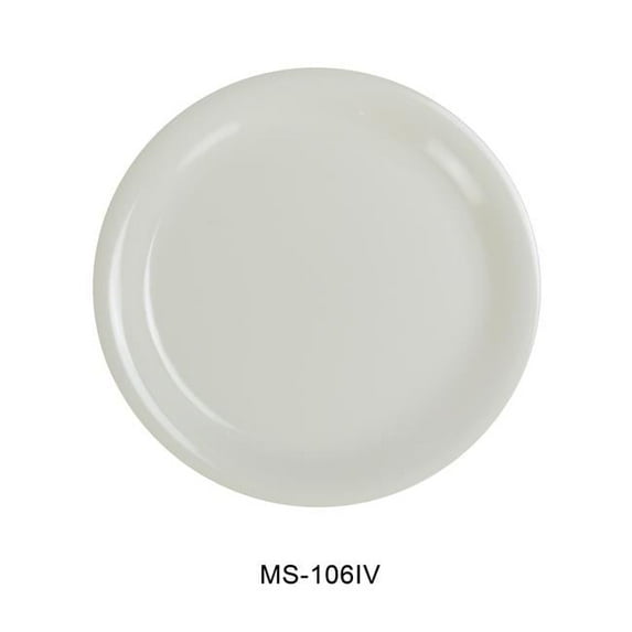 Yanco MS-106IV Mile Stone Narrow Rim Round Plate, 6.5" Diameter, Melamine, Ivory Color, Pack of 48