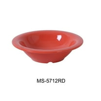 Yanco MS-5712RD Mile Stone Soup Bowl, 12 OZ Capacity, 1.25" Height, 7.25" Diameter, Melamine, Orange Red Color, Pack of 48