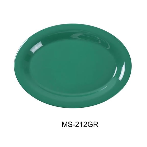 Yanco  Mile Stone Oval Platter - Melamine, Green - 9 x 12 in. - Pack of 12