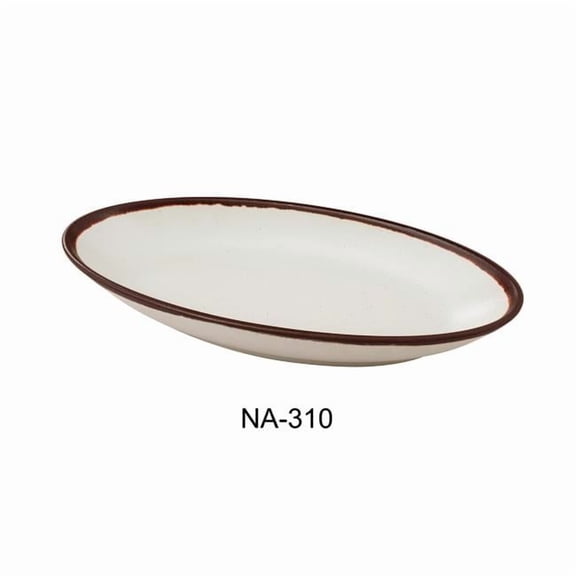 Yanco NA-310 Nature Art 10.5 x 5.25 x 1.5 in. Deep Oval Plate, White - Melamine - Pack of 24