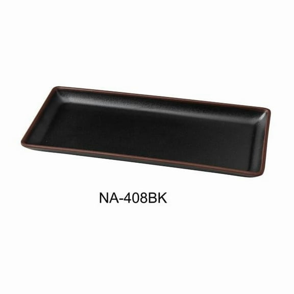 Yanco NA-408BK Nature Art 8.5 x 3.75 x 0.5 in. Rectangular Plate, Black - Melamine - Pack of 48