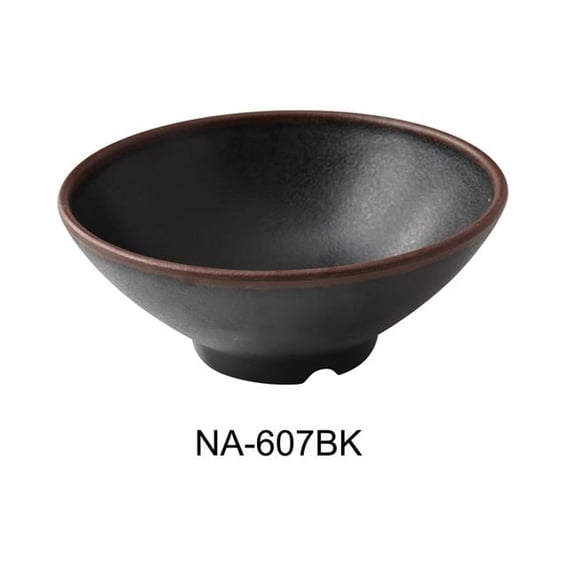Yanco NA-607BK Nature Art 7 x 2.75 in. Ramen Bowl, Black - 26 oz - Melamine - Pack of 36