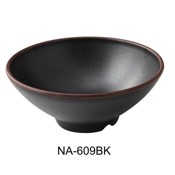 Yanco NA-609BK Nature Art 9 x 3.5 in. Ramen Bowl, Black - 55 oz - Melamine - Pack of 24