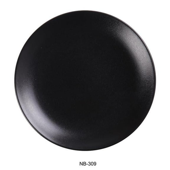 Yanco NB-309 Noble Black 9-1/8" X 1-1/8" COUPE SHAPE ROUND PLATE, China, Black, Pack of 24