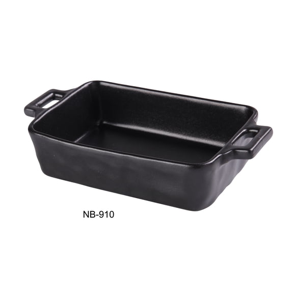 Yanco NB-910 9.625 x 5.5 x 2.25 in. Noble Black China Bake Plate - Pack of 6
