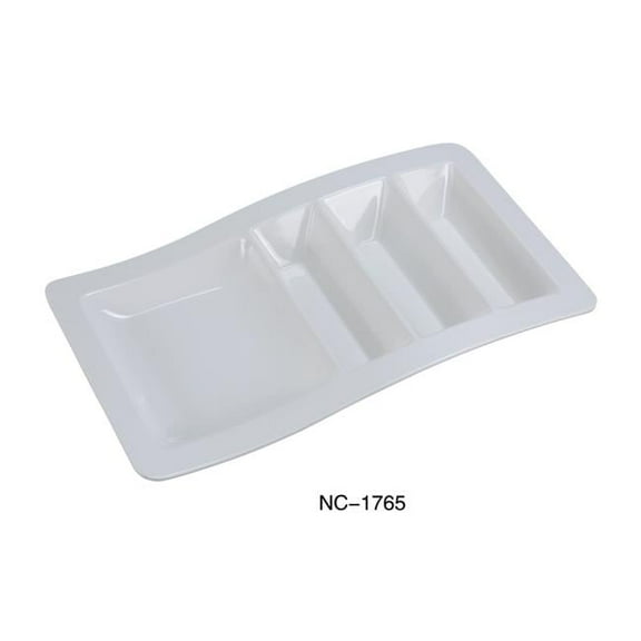 Yanco NC-1765 Mexico Stackable Taco Plate - Melamine, White - 14.75 x 8.75 x 1.75 in. - Pack of 12