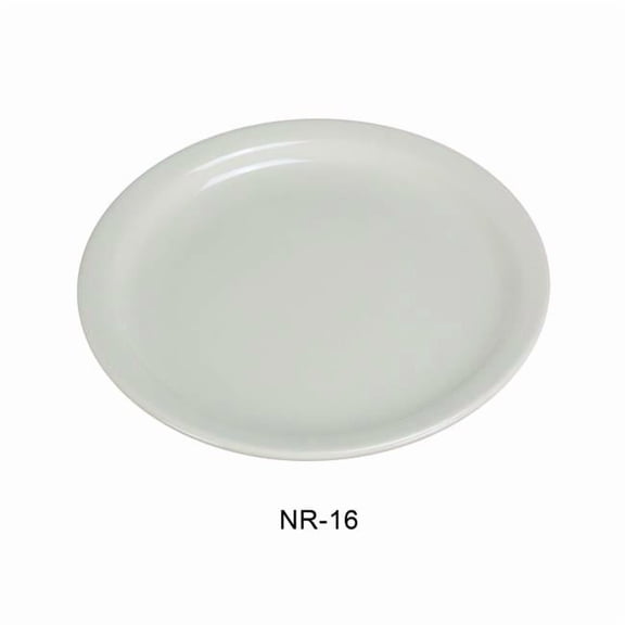 Yanco NR-16 China Narrow Rim Normandy Plate, American White - 10.5 in. - Pack of 12