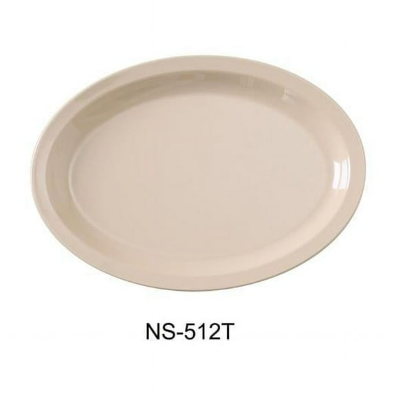 Yanco NS-512T 11.5 x 8 in. Nessico Oval Platter with Narrow Rim, Tan - Pack of 24