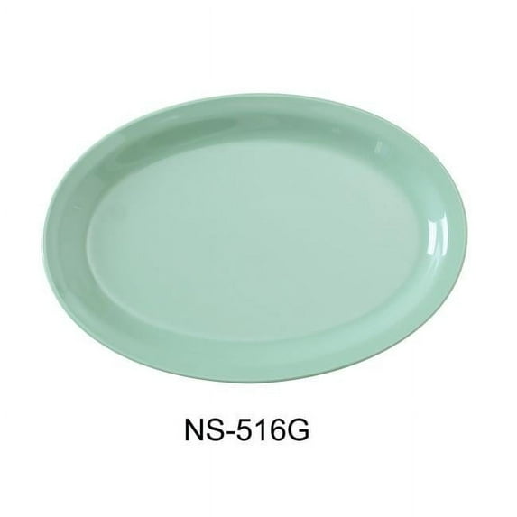 Yanco NS-516G 15.5 x 11.75 in. Nessico Oval Platter with Narrow Rim, Green - Pack of 12