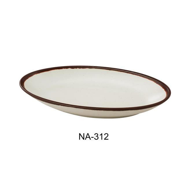 Nature Art Black Melamine Oval Dinner Plate Set of 12