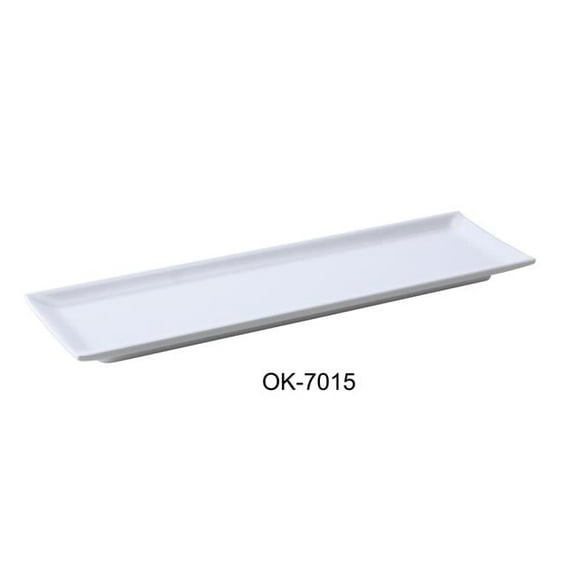 Yanco OK-7015 14.5 x 4.25 in. Osaka-2 Sushi Plate, White - Pack of 12