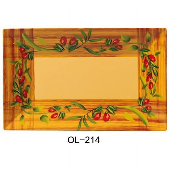 Yanco OL-214 14 x 8 in. Rectangular Plate, Olive - Pack of 12