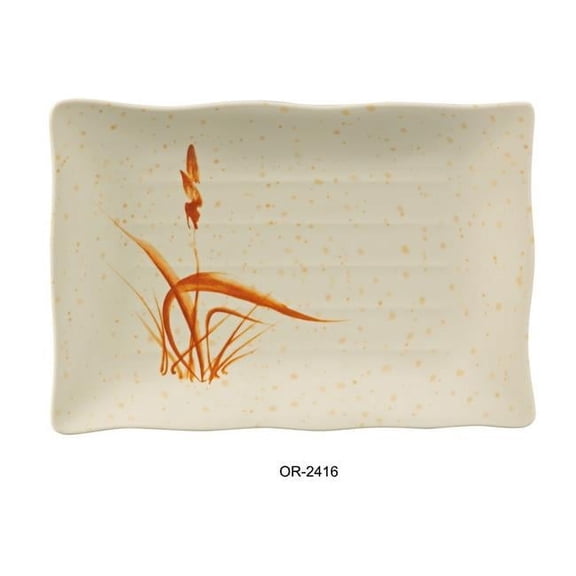 Yanco OR-2416 16 x 10.5 in. Orchis Rectangular Ripple Edge Plate - Pack of 12