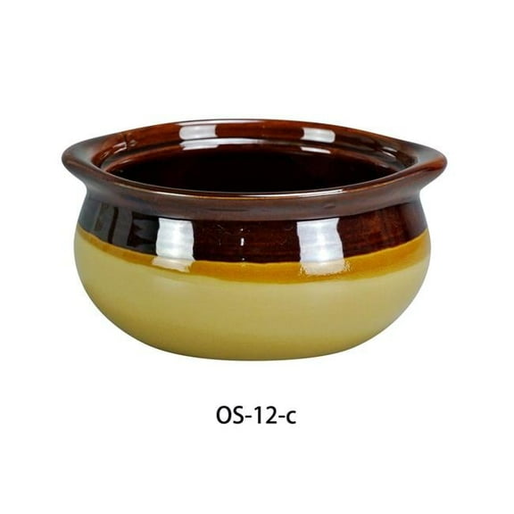 Yanco OS-12-C 12 oz China Two Tone Onion Soup Crock, Brown - 4.25 x 2 in. - Pack of 24