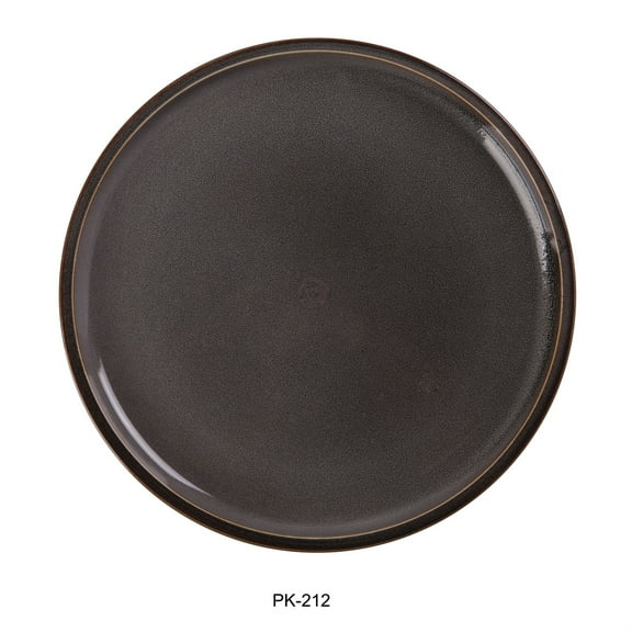 Yanco PK-212 12 x 1 in. Peacock Round China Plate with Upright Rim, Gray - Pack of 12