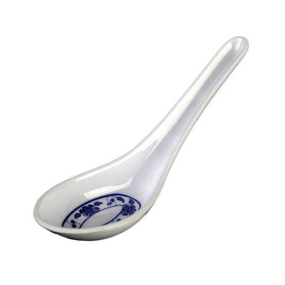 Yanco PO-7003 Peony Melamine 5.50 in. Spoon - White & Blue, Small