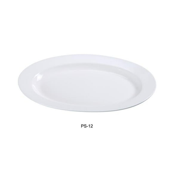 Yanco PS-12 Porcelain Oval Platter, Bone White - 10.625 x 7.25 in. - Pack of 24