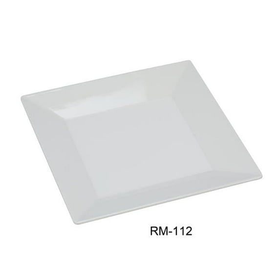 Yanco RM-112 Rome Square Plate, 12" Length, 12" Width, Melamine, White Color, Pack of 12