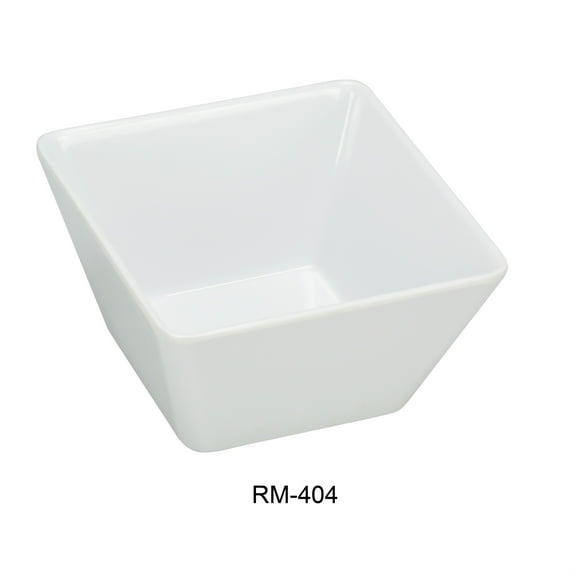 Yanco RM-404 Rome Square Bowl, 10 oz Capacity, 3.75" Length, 3.75" Width, 2.5" Height, Melamine, White Color, Pack of 72