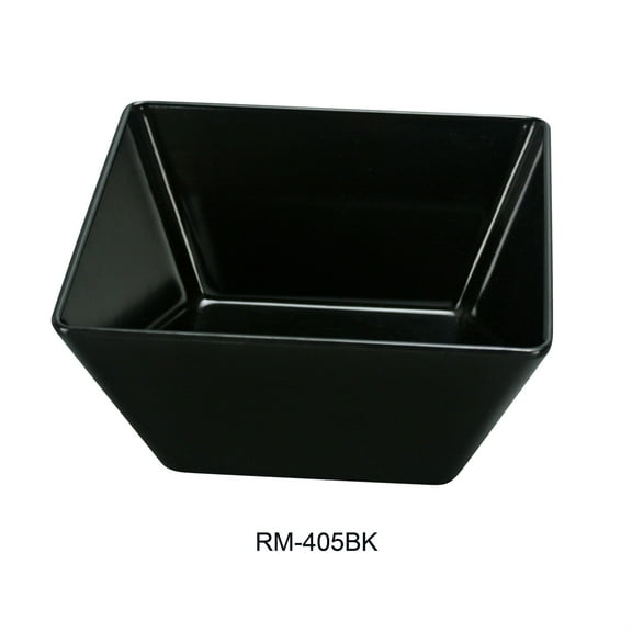 Yanco RM-405BK Rome Square Bowl, 18 oz Capacity, 5" Length, 5" Width, 2.75" Height, Melamine, Black Color, Pack of 48