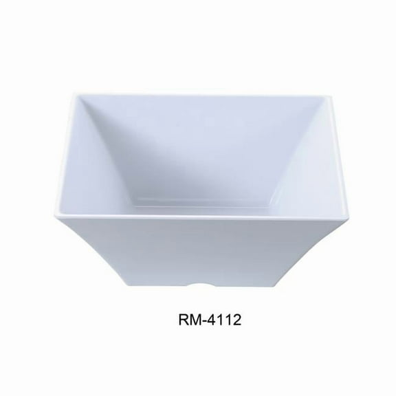 Yanco RM-4112 Rome 12" Square Bowl, 8 qt Capacity, 5.5" Height, Melamine, White Color, Pack of 6