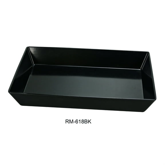 Yanco RM-618BK Rome Rectangular Deep Plate, 17.75" Length, 11.75" Width, 2.5" Height, Melamine, Black Color, Pack of 6
