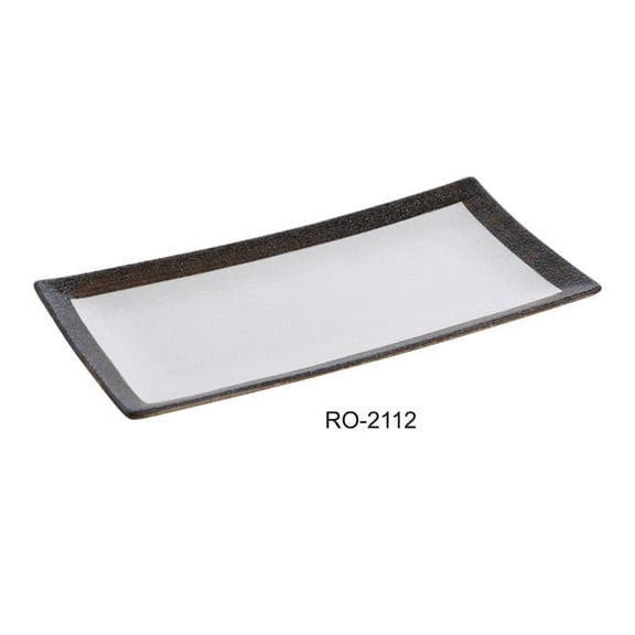 Yanco RO-2112 5.5 x 11.5 in. Rockeye Rectangular Two-Tone China Plate - Pack of 12
