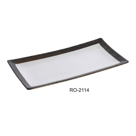 Yanco RO-2114 6.5 x 13.5 in. Rockeye Rectangular Two-Tone China Plate - Pack of 12