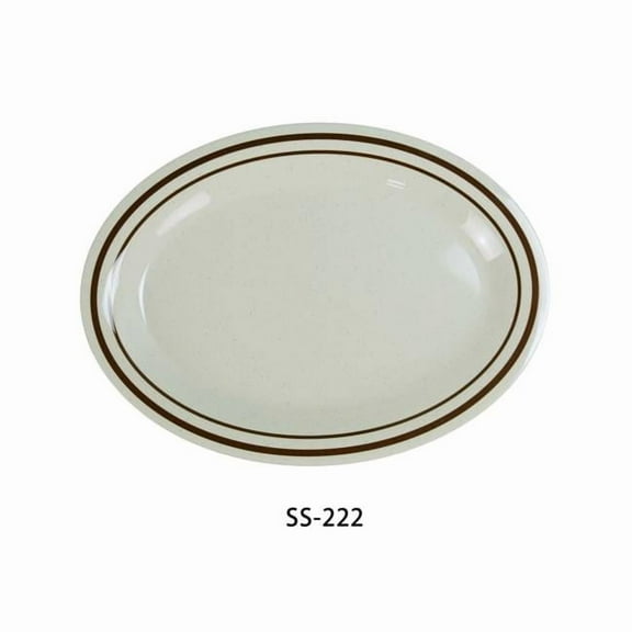 Yanco SS-222 Sesame Deep Oval Platter, 12" Length, 9" Width, 1" Height, Melamine, Pack of 12