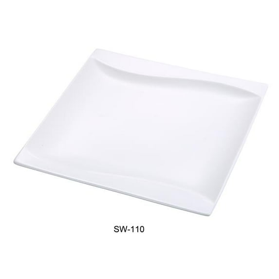 Yanco SW-110 10 in. Porcelain Square Plate, Bone White - Pack of 24