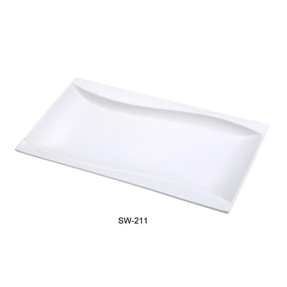 Yanco SW-211 7 x 11 in. Porcelain Rectangular Plate, Bone White - Pack of 12