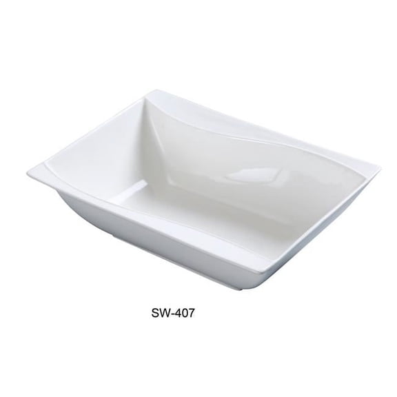 Yanco SW-407 5.5 x 7.25 in. Porcelain Rectangular Bowl, Bone White - 15 oz - Pack of 24